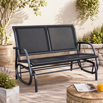 Banc à bascule double avec structure en acier pour le jardin