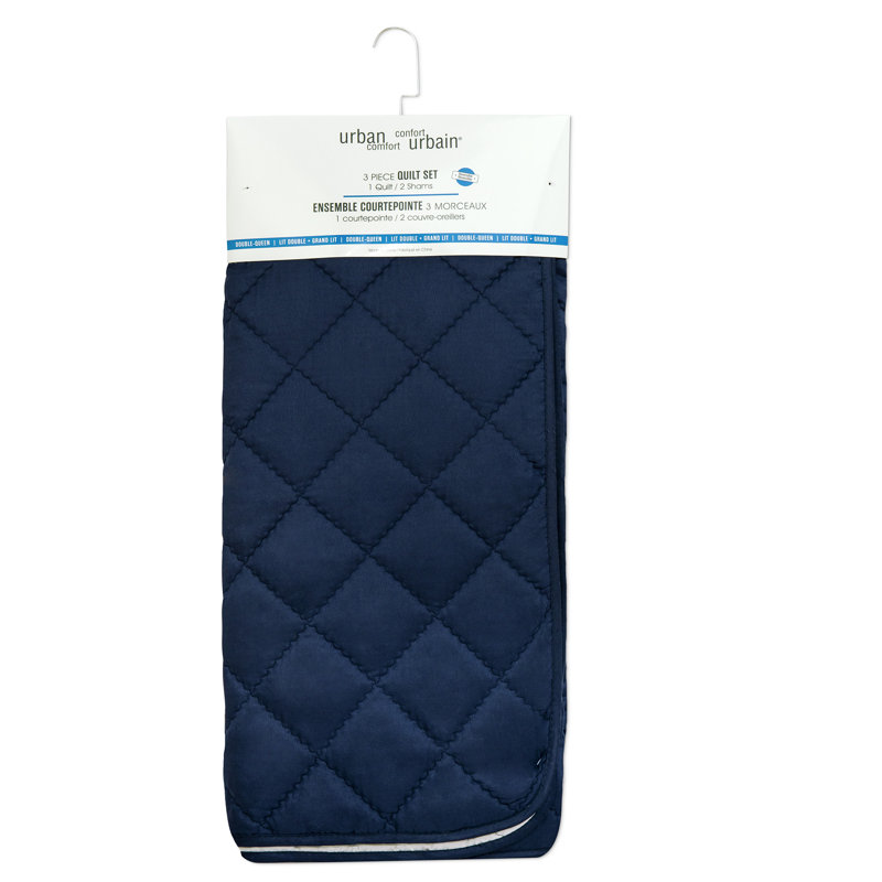 Ensemble de courtepointe réversible, Courtepointe simple et 1 taie décorative, Bleu