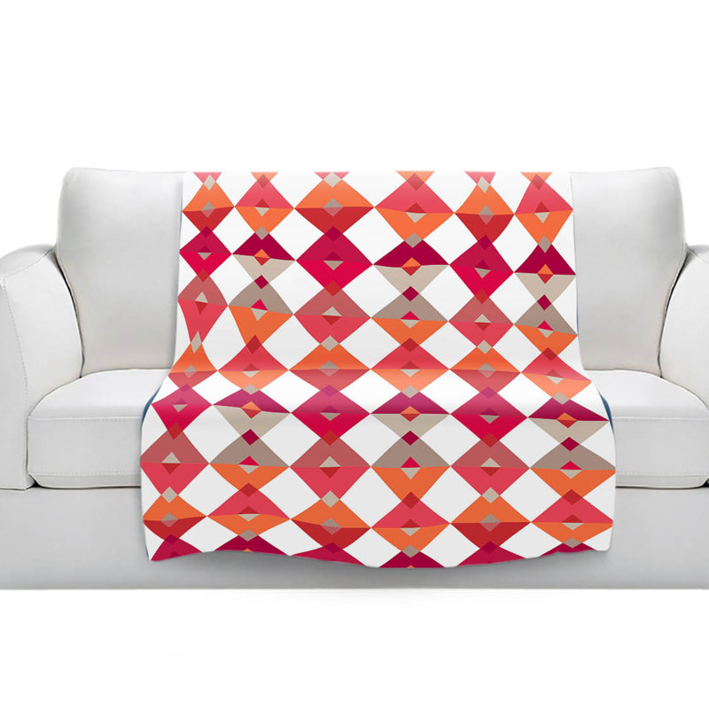 Couverture sherpa doux triangles rouge, l 51 po x L 60 po