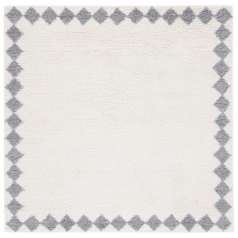 Vermont Hand Tufted New Zealand Wool And Cotton With Latex Geometric Rug, Square 6'