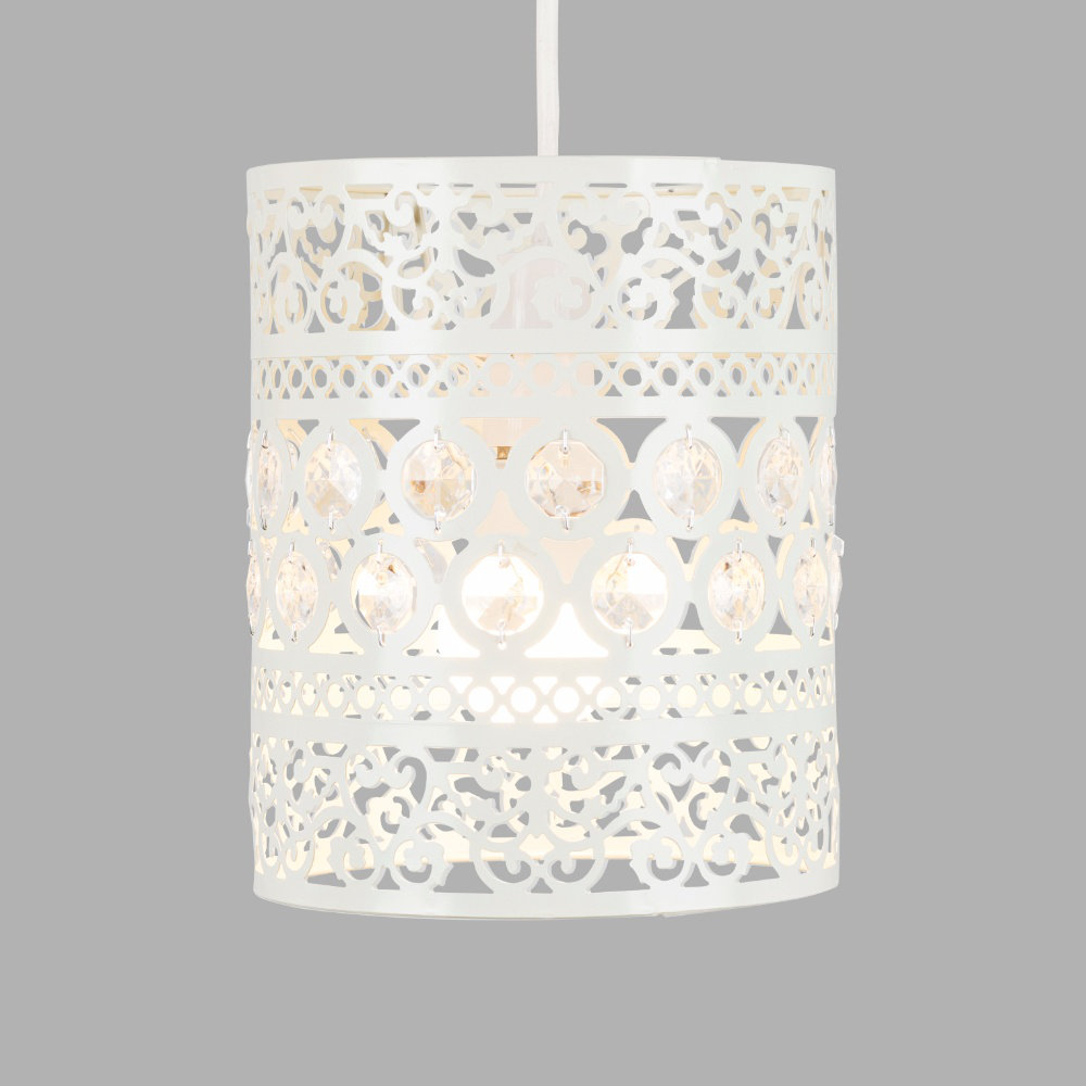 22.5cm H Plastic Drum Pendant Shade ( Spider ) in White