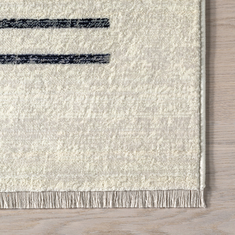 Keeva Modern Striped Fringe Area Rug, Rectangle 12' x 15'9", Beige/Brown