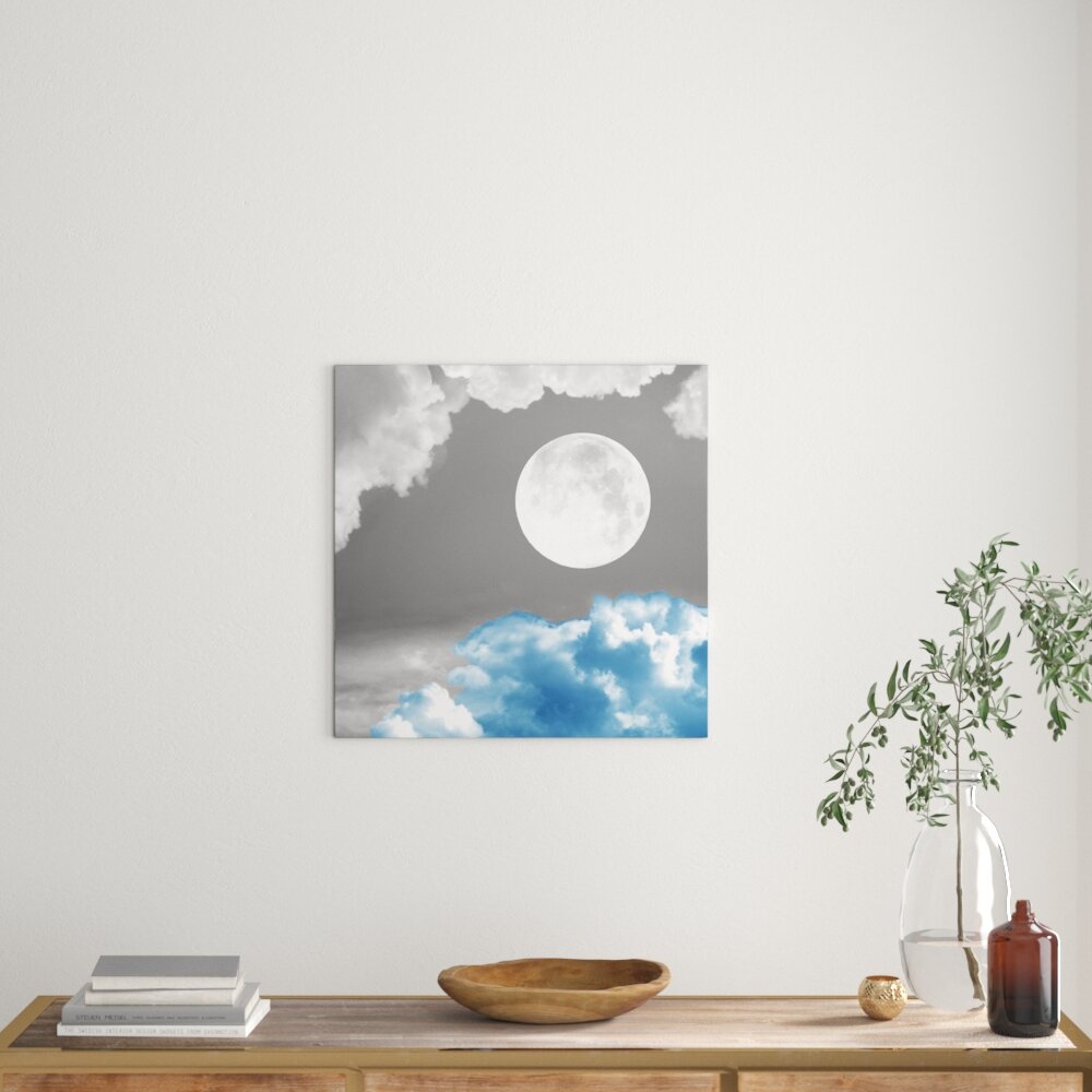 Leinwandbild Traumhafter Vollmond über blauer Wolke