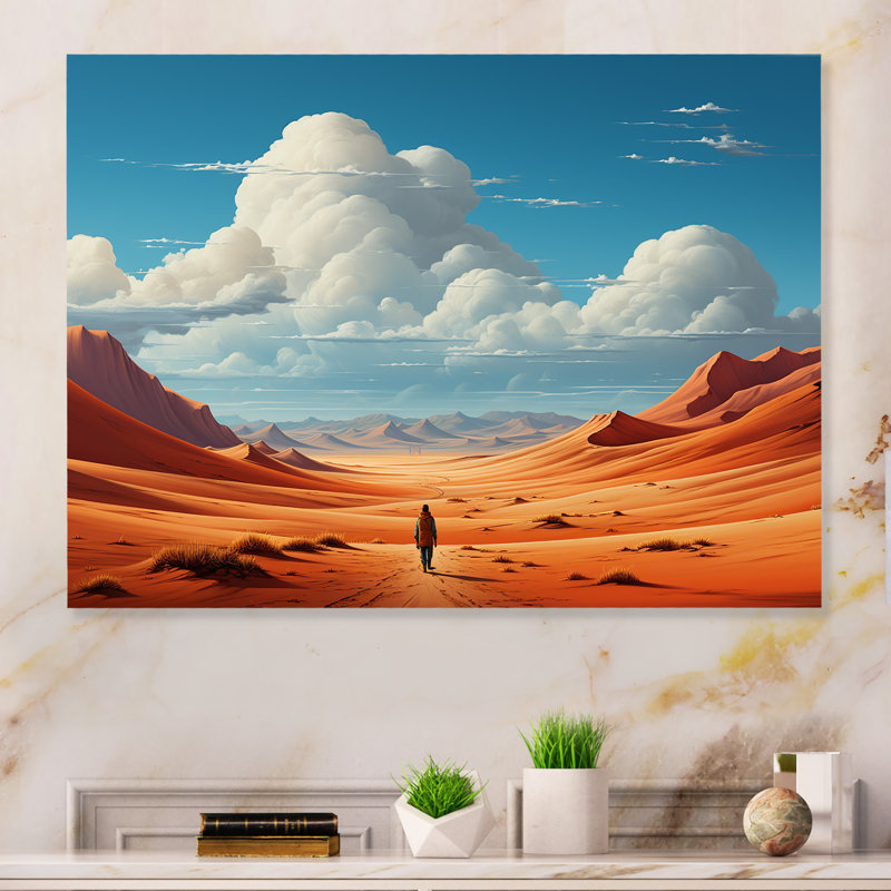 Art mural en métal brun et azur dans le désert de l'espace sur la planète Mars II, H 12 po x l 20 po x P 1 po