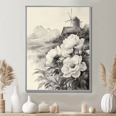 Art mural Eckhoff, pivoines et moulin à vent II - pivoines