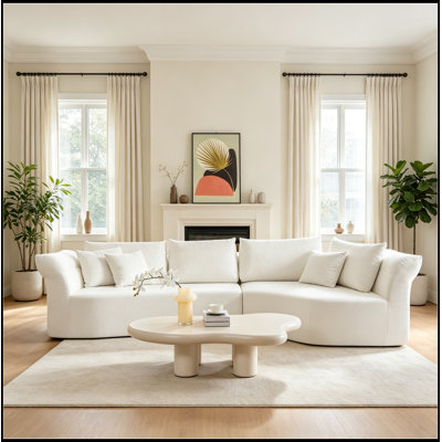 Canapé modulaire avec accoudoir droit, accoudoirs larges et coussins décoratifs