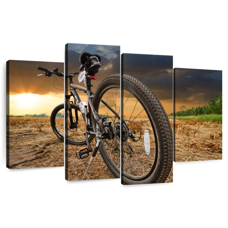 Coucher de soleil Mehar au-dessus d'un vélo, H 32 po x l 52 po