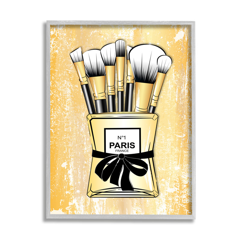 "Maquillage brosses glamour", encadré sur bois par Martina Pavlova, impression, H 11 po x l 14 po x P 1,5 po