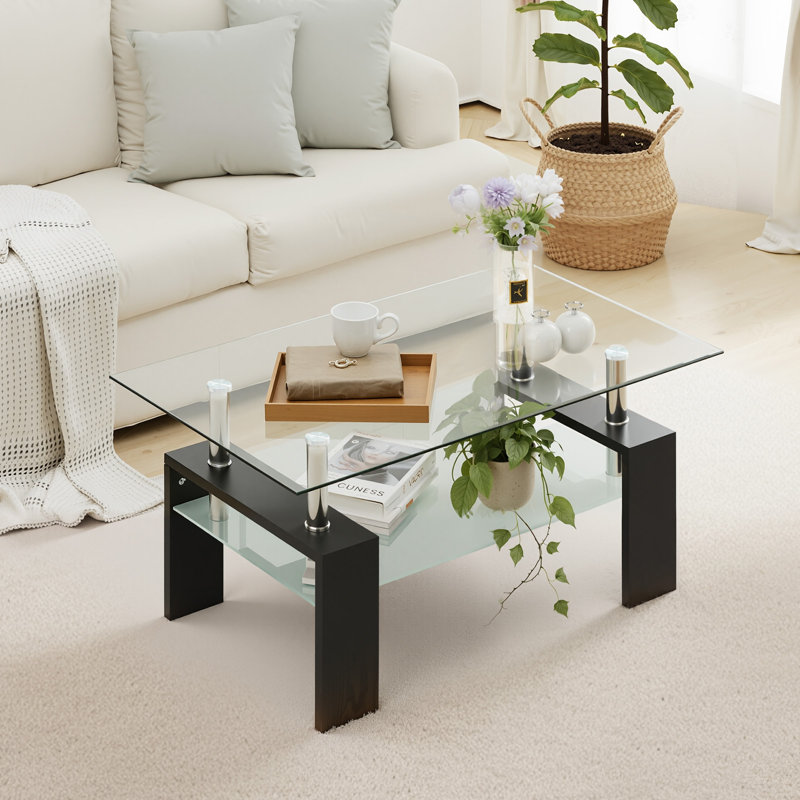 Shantay Four Leg Coffee Table with Storage, Black