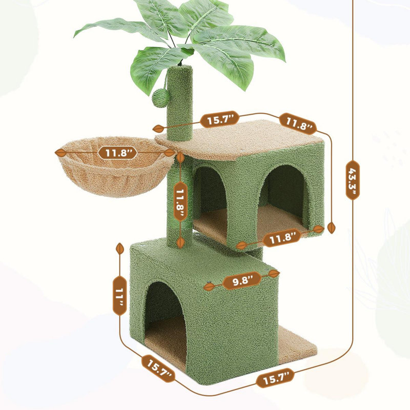 43.4"H 3 Storey Cat Tree with Cat Condo