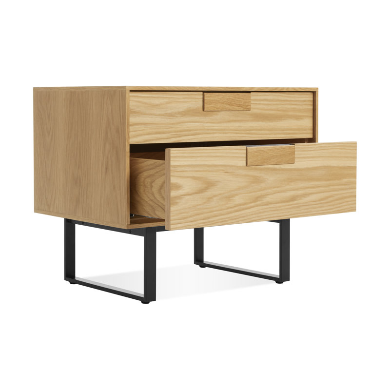 Series 11 2 - Drawer Nightstand, Black/White Oak