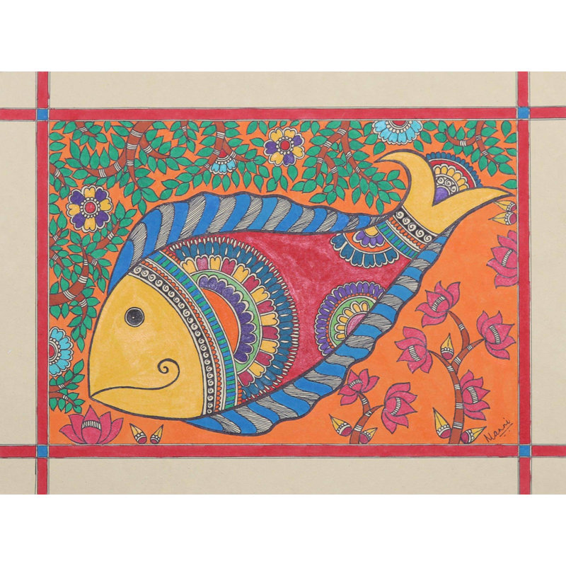 Suspension murale en toile d’eau madhubani