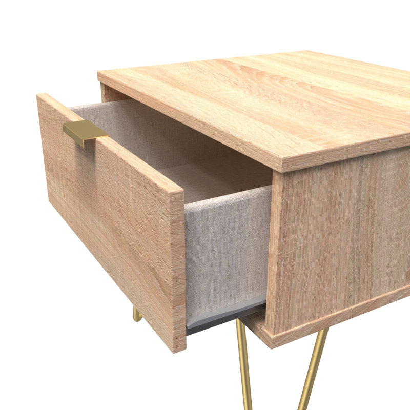 Beranda 45cm W Manufactured Wood Bedside Table, Bardolino Oak