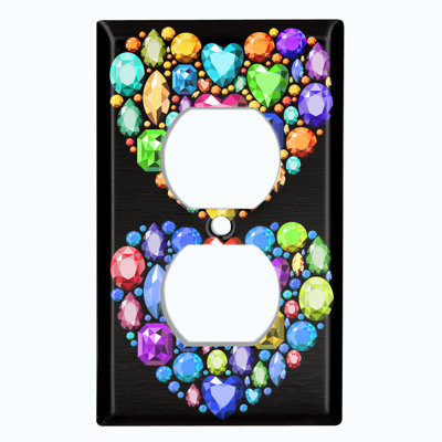 Plaque murale en forme de cœur coloré avec bijoux en diamant coloré