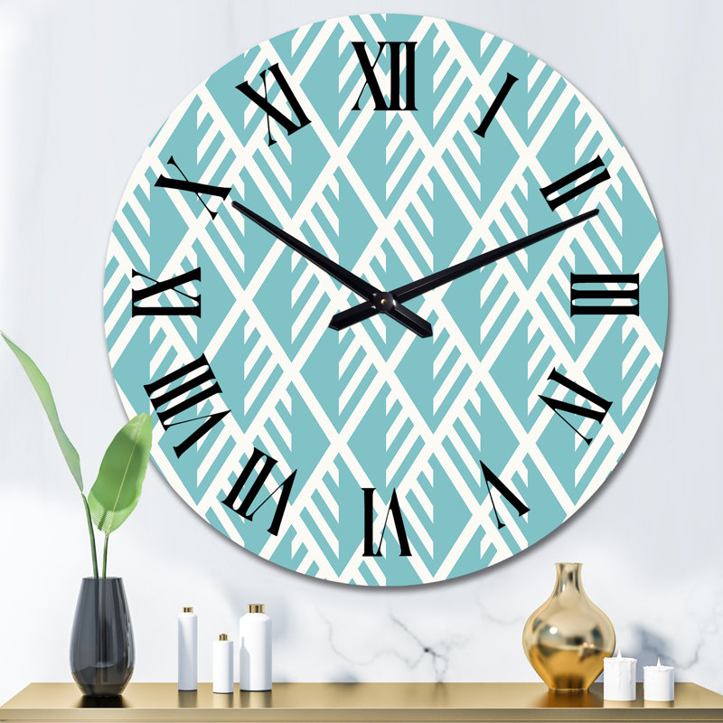 Light Blue Diamonds - Patterned wall clock, Large
