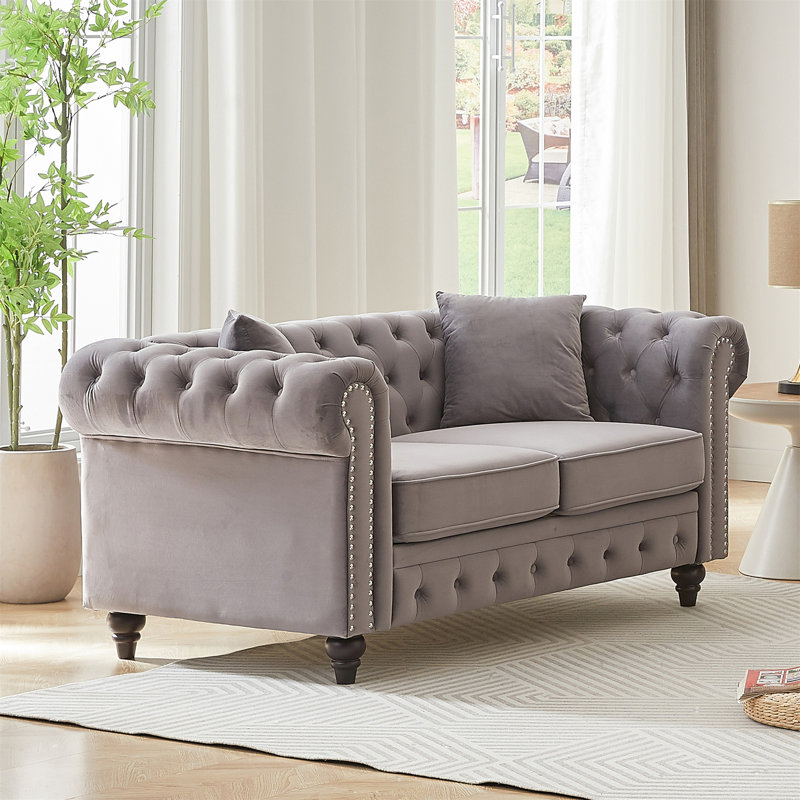 Canapé modulaire 63,5 po Chesterfield, Gris
