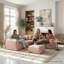 Canapé d'angle modulaire en L Bouclé avec pouf et assise profonde