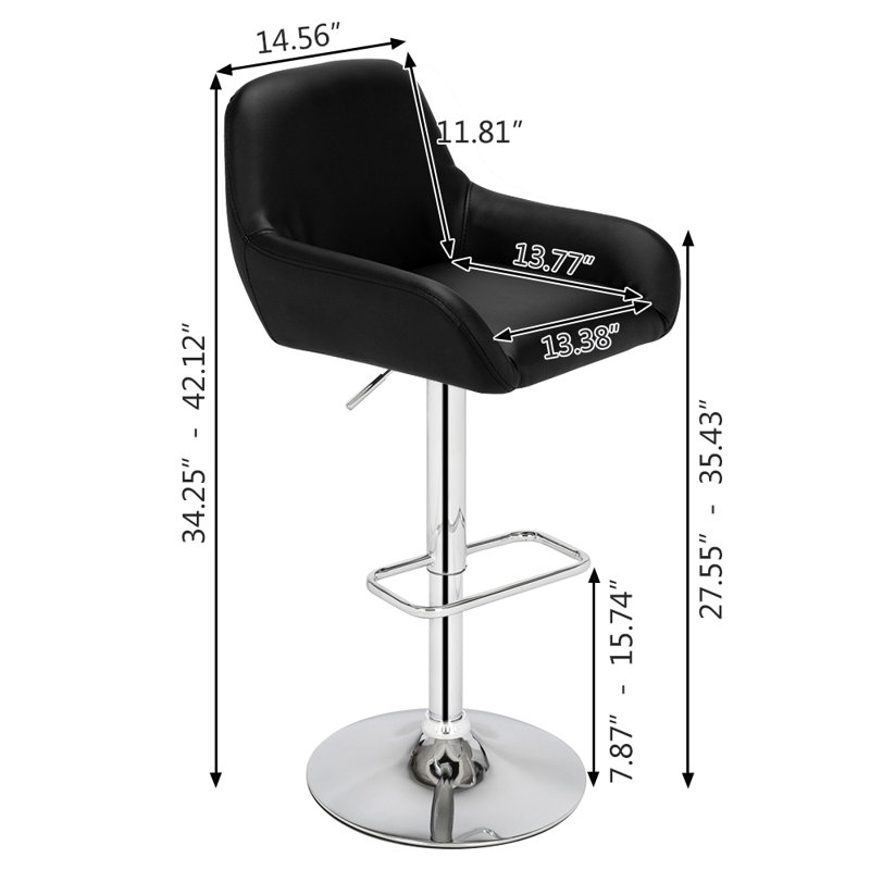 Tabouret de bar rotatif à hauteur ajustable Haerulf, Noir