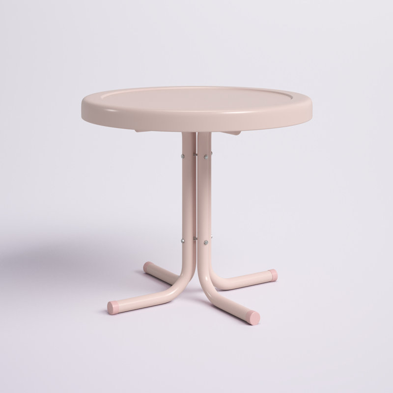 Alanna Round Metal Outdoor Side Table , 22'' in. W 22'' in. D, Pastel Pink Gloss