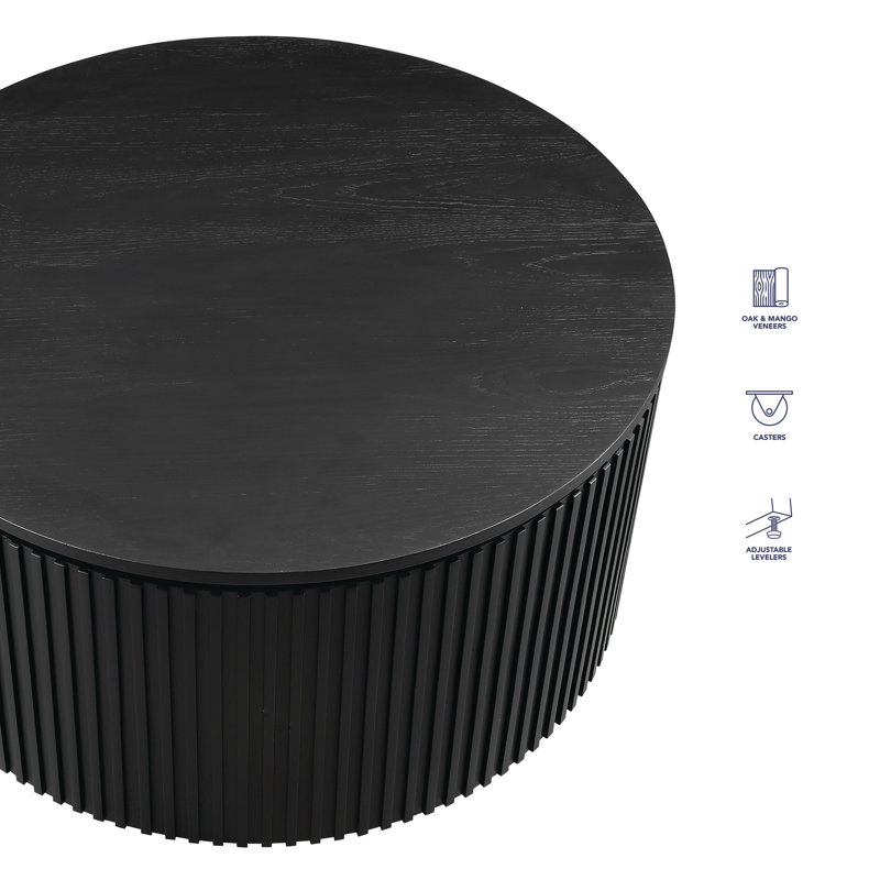 Fiammetta Coffee Table with Casters, Black Top/Black Base
