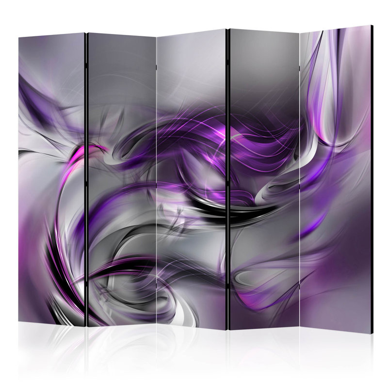 Pensacola 172cm H Solid Wood Folding Room Divider, 5, Purple
