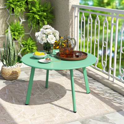 Table basse d'extérieur ronde en acier 27,5 po Cera