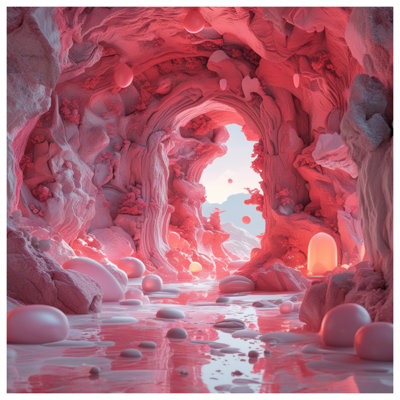 Pink Surreal Cave Canvas Gallery Wrap in Many Sizes