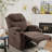 Fabric Rocking Chair with Massage, 360 Degree Swivel Sofa Seat with Drink Holder-1182140338