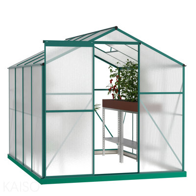 Serre en polycarbonate, serre de jardin à plante robuste de 6 pi x 8 pi pour la cour / l'extérieur