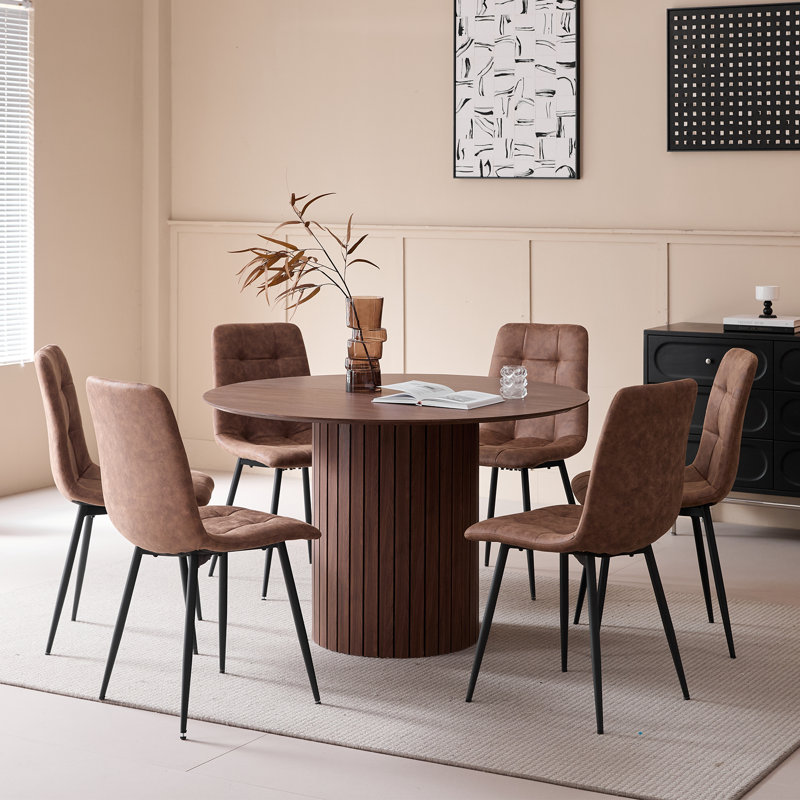 Round Dining Table, Dark Brown