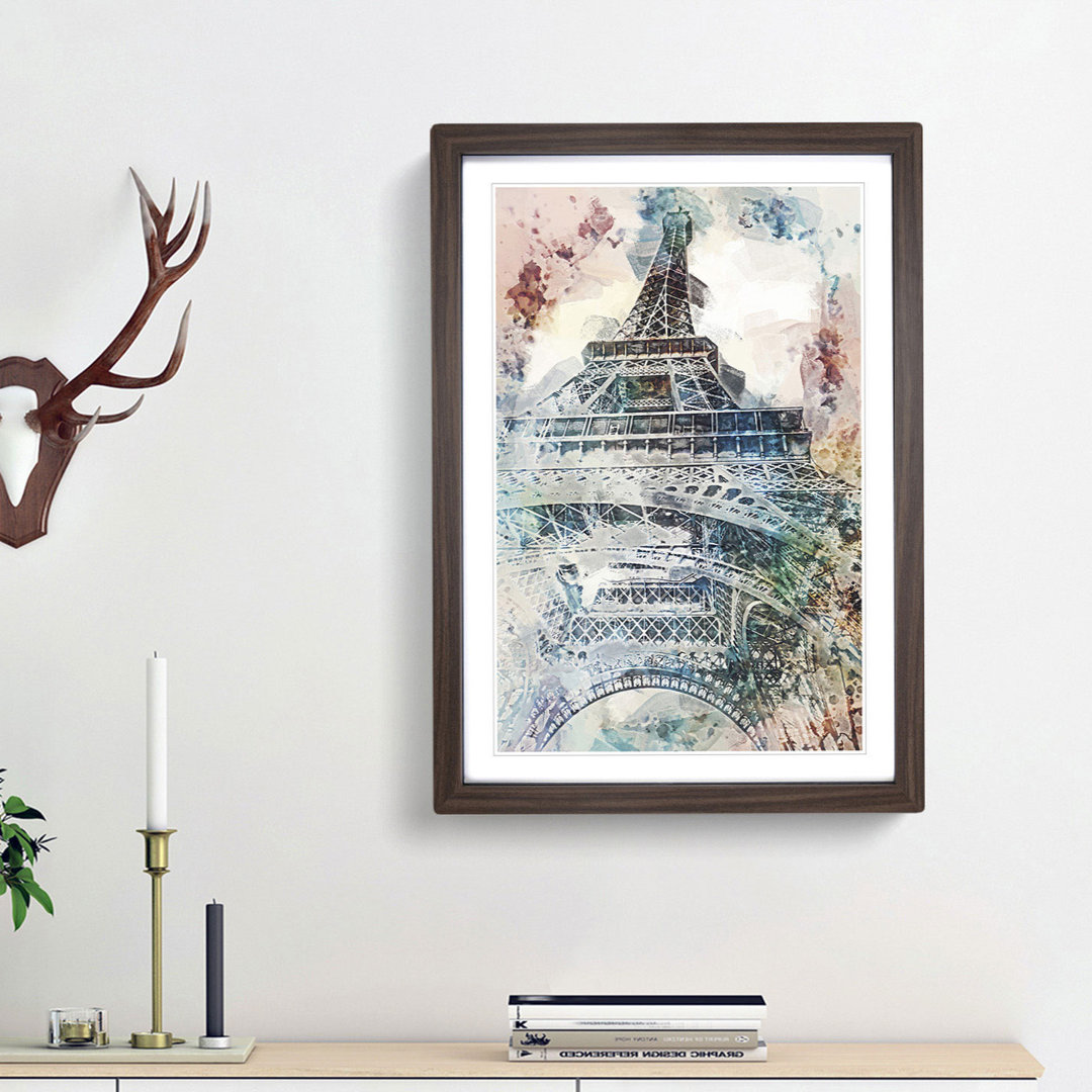 The Eiffel Tower in Paris in Abstract - Picture Frame Painting Print