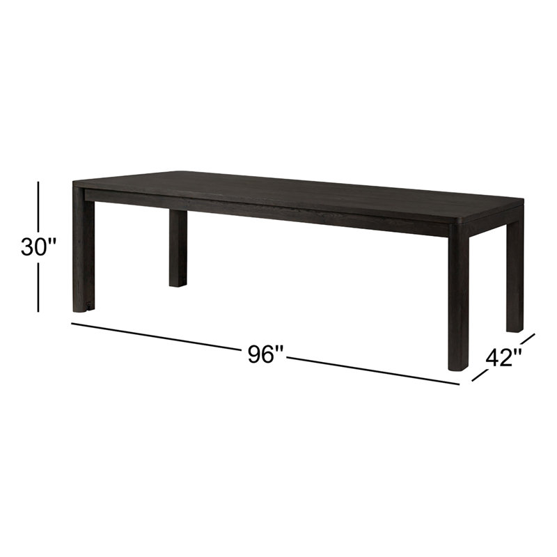 Noeline Solid Oak Dining Table, Black, 30'' H x 96'' W x 42'' D