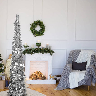 Arbre de Noël effilé artificiel argenté 60 po H 60 po