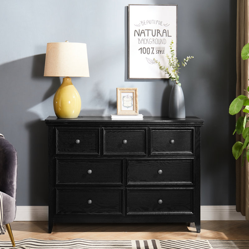 Moderne 7 commode - armoire noire pour chambre à coucher avec Scratch - 7 tiroirs de construction de maison et spacieuse
