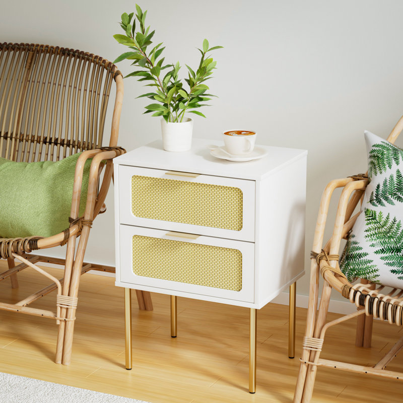Rattan Nightstand with 2 - Drawers