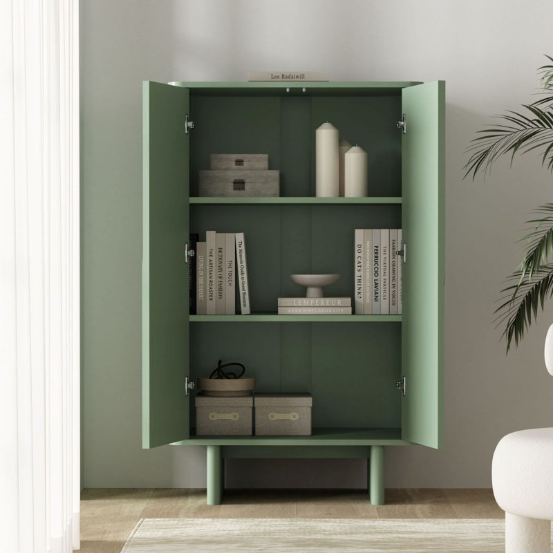 Armoire d'appoint moderne 32 "avec tablettes réglables Ella, Vert sauge
