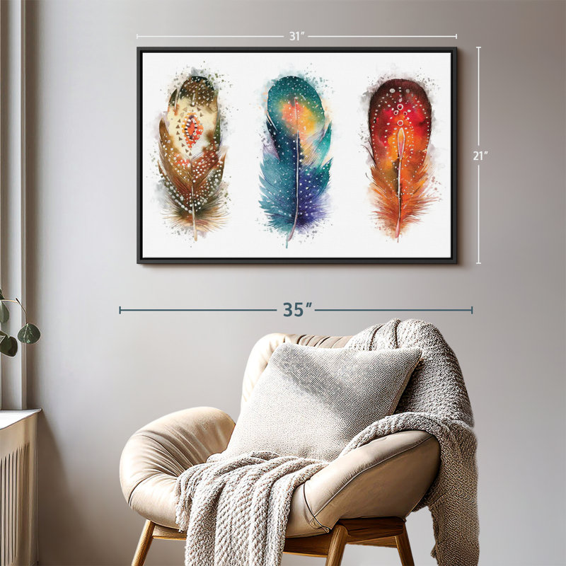 " Feather Patterns Splatter Canvas Print ", 21" H x 31" W