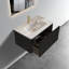 Meuble-lavabo flottant rayé en chêne noir brossé de 30 pouces avec lavabo en céramique blanche, design moderne et peu encombrant