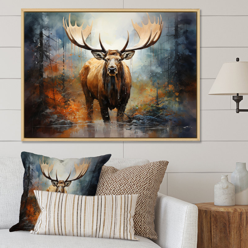 Canada Majestic Moose II, reproduction d'art sur toile, H 16 po x l 32 po x P 1 po, Cadre naturel flottant