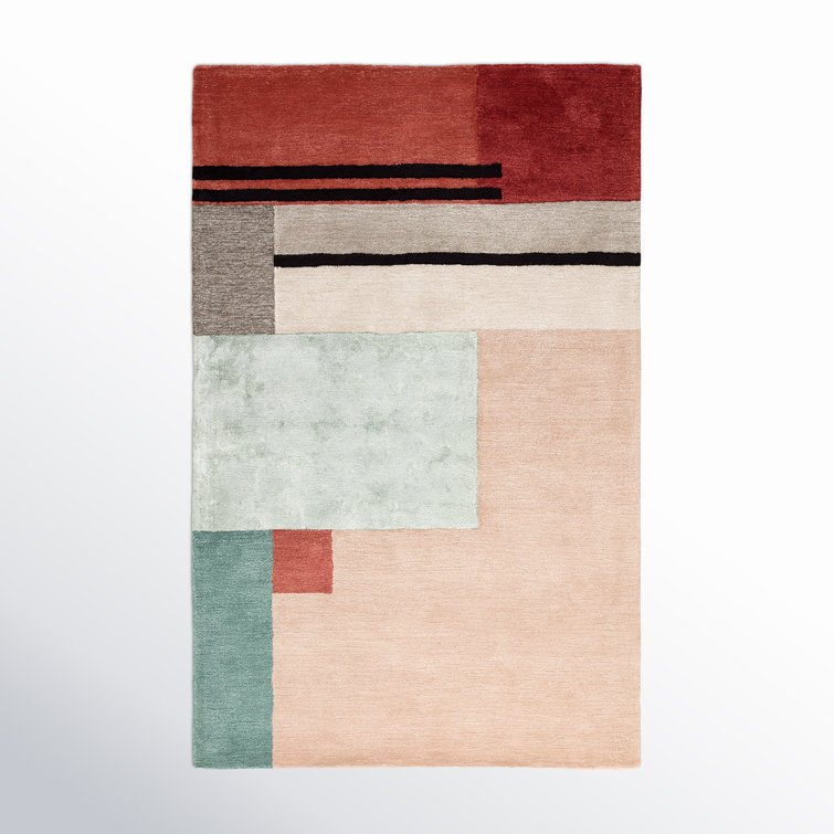 Runway Geometric Handmade Tufted Beige Area Rug