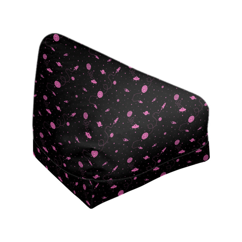 Sac de pois Leffel, H 27 po x L 30 po x P 25 po, Pouf fauteuil, Noir / rose