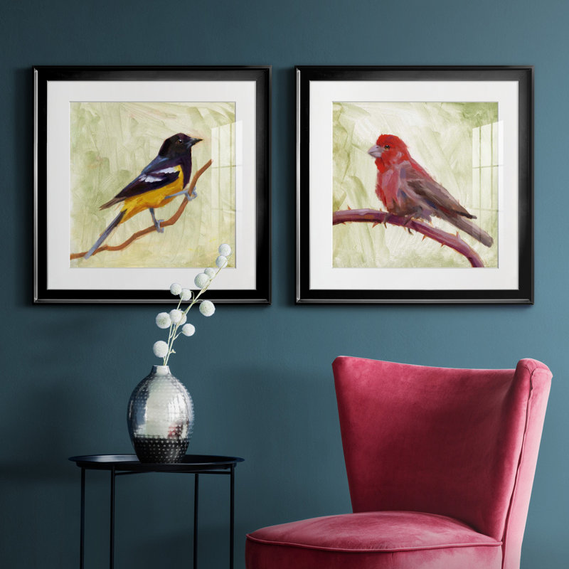 «Backyard Birds I», ensemble de 2 cadres photo, Papier encadré noir, H 17,5 po x l 35 po x P 1,5 po