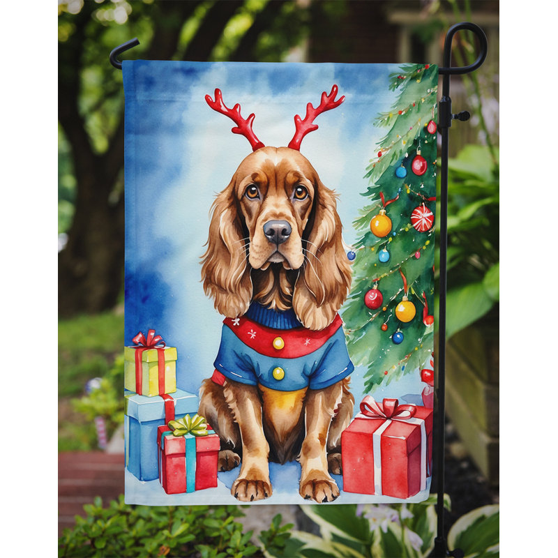 Drapeau de Noël renne de jardin, Épagneul cocker anglais