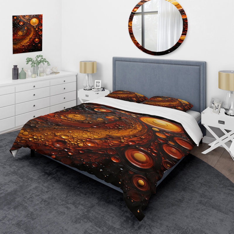 Ensemble de housse de couette Volcanic Fusion Swirl 2 - Tachisme, Housse de couette pour grand lit et 2 taies décor