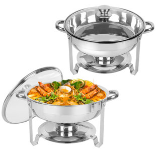 ROVSUN Electric 9 QT Chafing Dish Buffet Set,Stainless Steel Roll Top  Catering Chafer Server Food Warmer with Cover, Full Size & 2 Detachable  Food