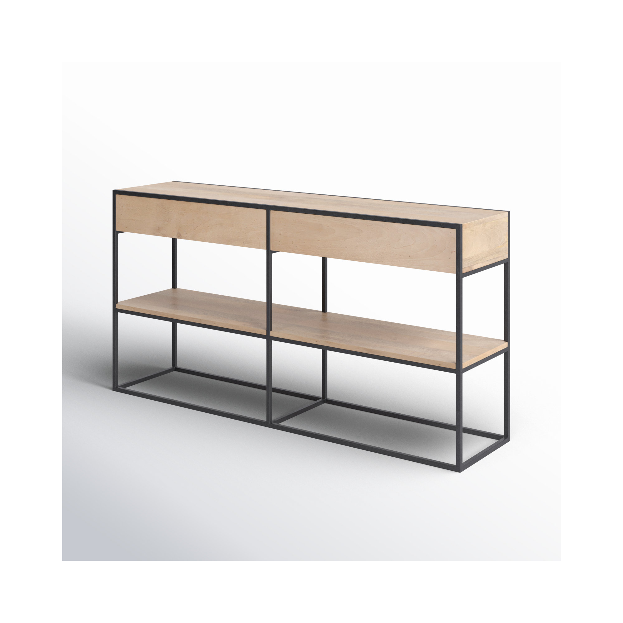 Ophelia 63'' Solid Wood Console Table, Black, Beige