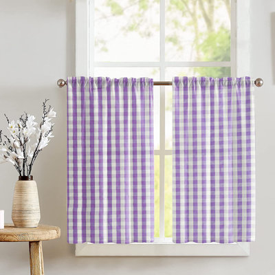 Gingham Checkered Print Cafe Tier Curtains