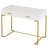 40” White And Gold Computer Desk With 2 Drawers
