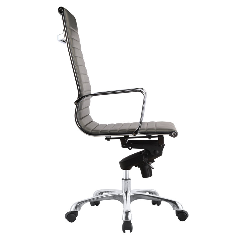 Studio Swivel Office Chair, Grey Faux Leather