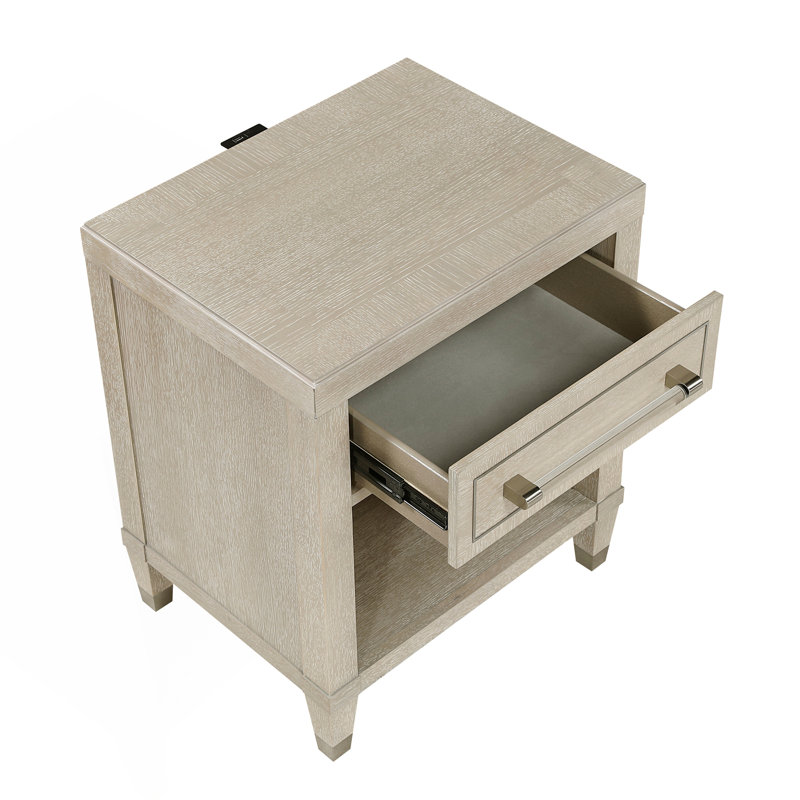 Table de chevet élégante avec ports de chargement et tiroir de rangement